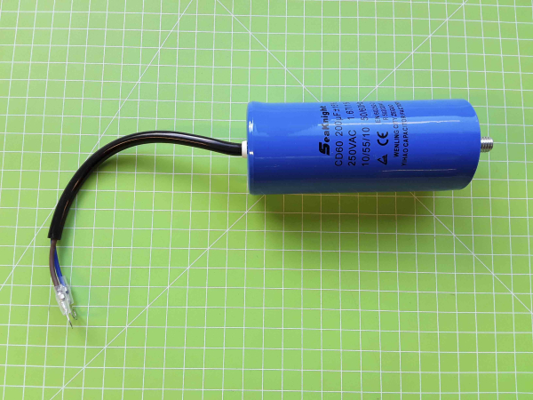 Zipper Maschinen Ersatzteil passend zu ZI-COM50-2V Kondensator 200µF (blau)